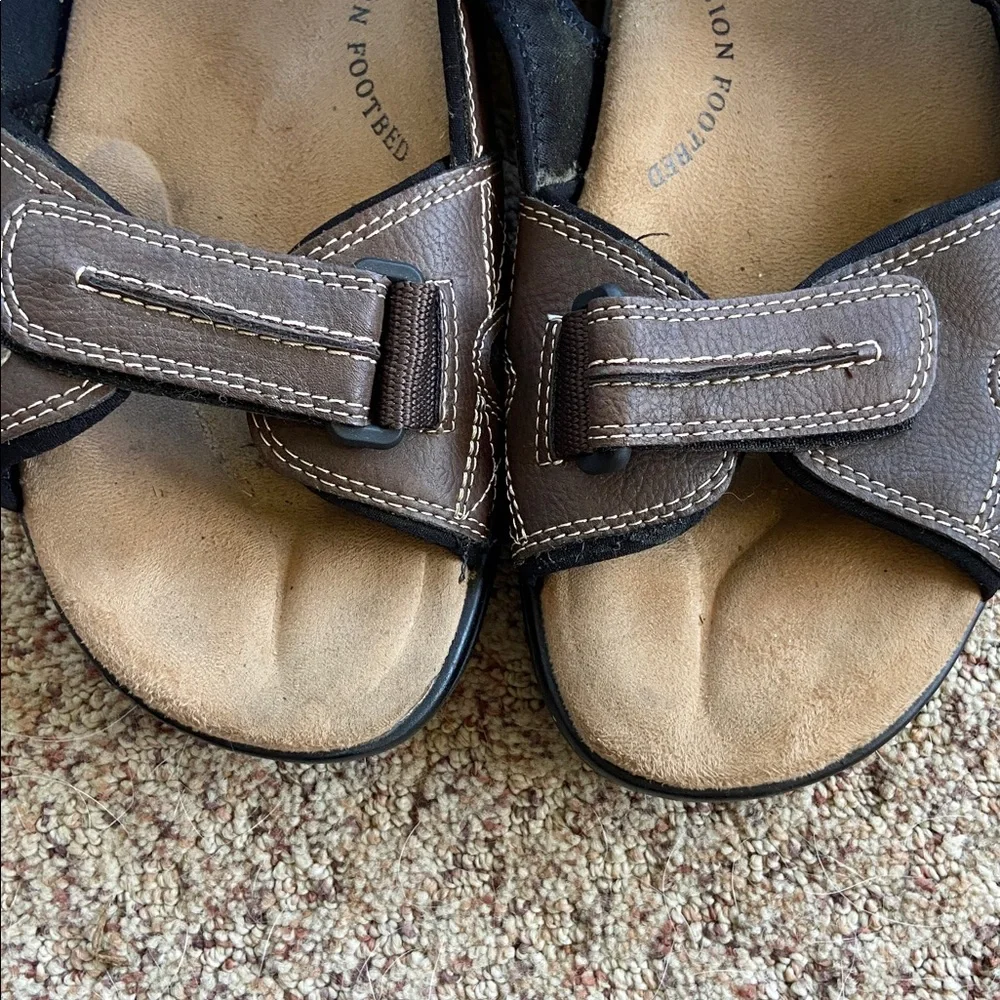 Dockers Men's Newpage Outdoor Sandals Brown Leather Straps Memory Foam Size 8